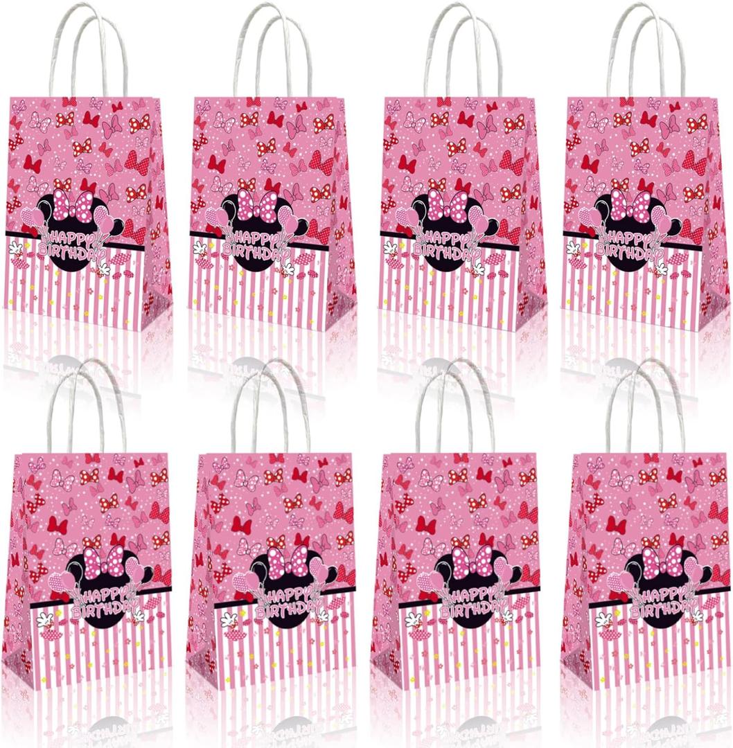 YWCMESDM 20Pcs Pink Mouse Goodie Bags  Candy Bags for Cookie Chocolate Snack Favors, Birthday Party Decorations Supplies (1 Count (Pack of 20))