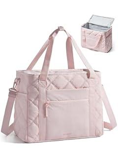 BAGSMART Large Tote Bag for Women, 38L Carry-On Travel Tote with Removable Shoulder Strap for Travel, Work, Gym (Baby Pink)