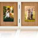 RiteSune Rustic 2 Picture Frame 4X6 Distressed Photo Frames with Beads for Tabletop Display, Vintage Picture College Frame for Present