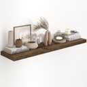Fun Memories 48 Inch Floating Shelves, 9.3 Inch Deep Wall Shelves for Bathroom, Living Room, Bedroom, Kitchen, Deep Long Shelf Wall Mounted 1 Pack Shelf for Books, Decor, Rustic Brown