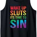 Funny PRIDE Adult Wake up Sluts it's time to Sin LGBTQ Tank Top , size XL