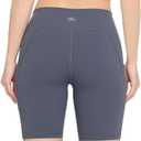 High Waist 8" Biker Shorts with Pockets Yoga Shorts for Women Gym Fitness Running Shorts for Athletic Workout (Gray, M)