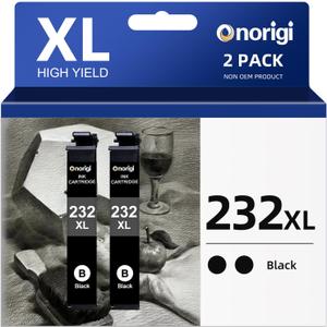 232XL Black Ink Cartridge Combo Pack Remanufactured Replacement for 232 Black Ink Cartridge for WF-2930 XP-4200 XP-4205 WF-2950 Printer(2 Pack)