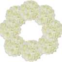 10pcs Faux Hydrangea Silk Flowers Heads with Stems Artificial Hydrangea Flowers for Wedding Home Party Baby Shower Decor (Ivory)