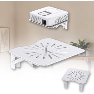 Mini Projector Shelf for Wall/Modem Shelf/Router Shelf/Router Mount/Cable Box Mount, Projector Wall Mount Shelf Aluminum Alloy Max Load Reach up 44lb - White