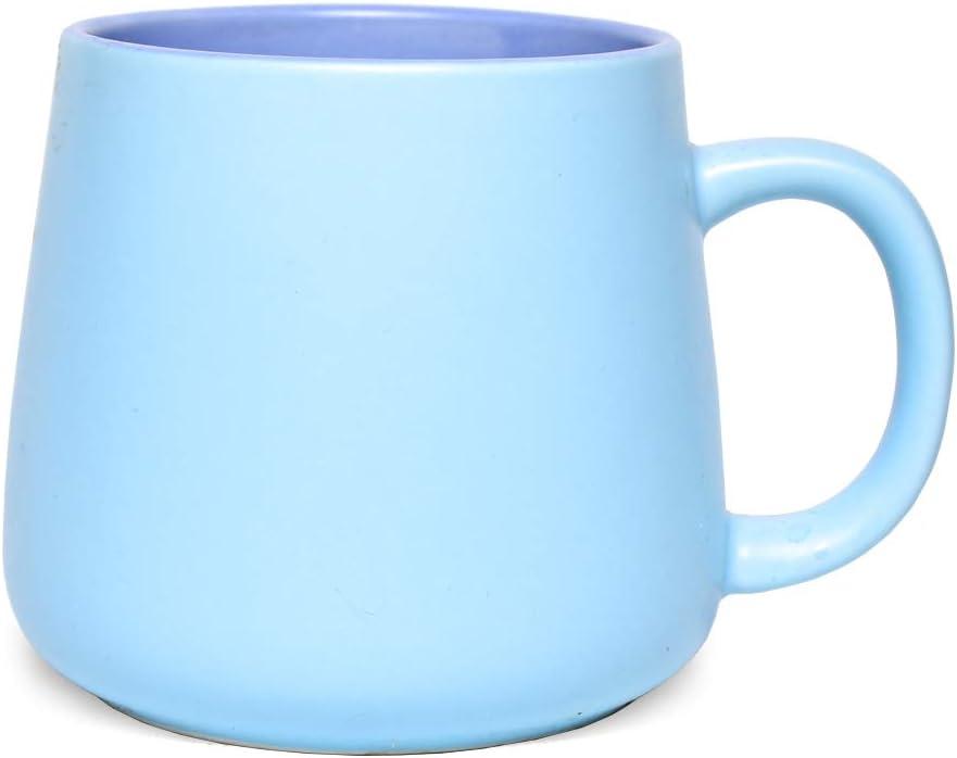 Bosmarlin Matte Ceramic Coffee Mug, Blue Tea Cup for Office and Home, 15 oz, Dishwasher and Microwave Safe, 1 Pack (Blue)