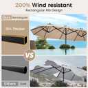 DomeShade 15ft Patio Umbrella with Base,Large Outdoor Double-Sided Rectangle Umbrella with Crank Handle, Market Umbrella for Poolside Garden Deck Backyard Beach Pools, Beige