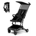 Lightweight Travel Baby Stroller, Foldable Portable Airplane Compact Umbrella Strollers for Toddler 1-3 Years (Partial Canopy,Black)