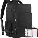 Sinaliy Travel Backpack for Men Women, Personal Item Travel Bag with Multi-Pockets, Airline Approved Carry on Backpack Fits 16inch Laptop, Waterproof Casual Backpack for College,Travel, Work (Large, Black)