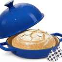 Enamelled Cast Iron Dutch Oven Pot  Dutch Oven Pot with Lid For Sourdough Bread Baking  Cast Iron Bread Oven  Dark Blue, Umite Chef 6QT Pot with Lid & Cotton Potholders