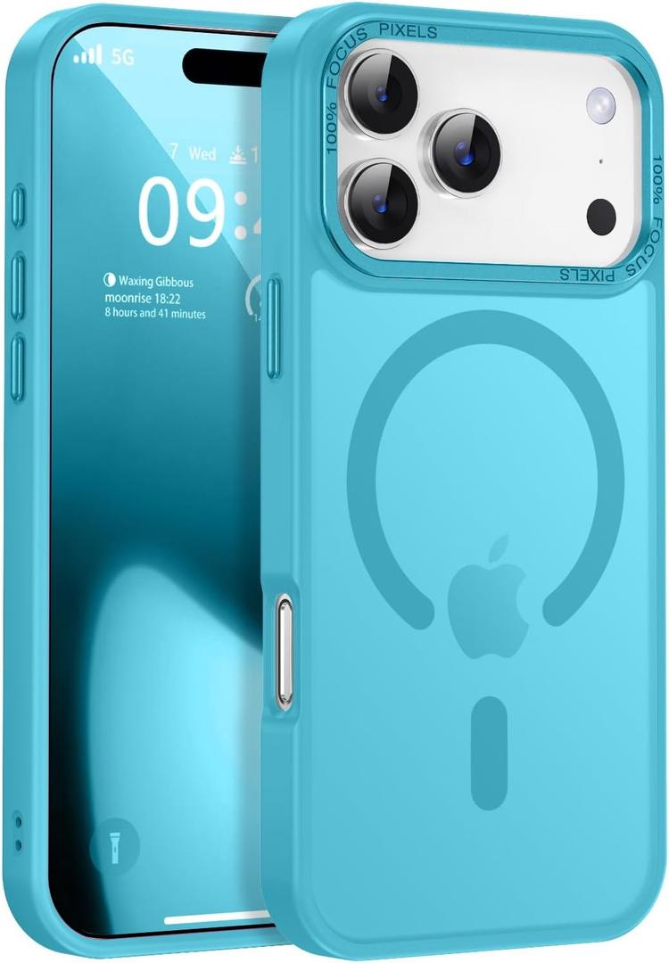 Newfuture Magnetic for iPhone 17 Pro Case [Compatible with Magsafe] [Military Grade Drop Protection] Translucent Matte Anti-Scratch Shockproof Protective Phone Cover 6.3 Inch, Lake Blue