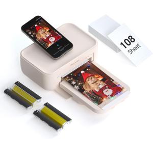 HPRT Photo Printer 4x6,+108 Sheets&2Ribbon,Phone Instant Picture Printer for iPhone, Android, Portable Photo Printers for Home Use (Beige)