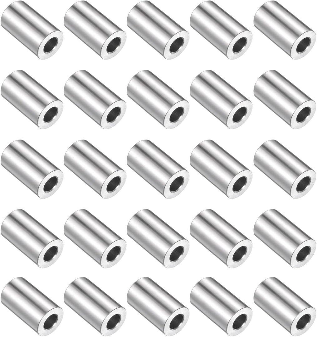 uxcell 25pcs Stainless Steel Spacer 3/8" Bore x 3/4" OD x 1-1/16" Length Screw Bushing Plain Finish Round Metal Spacer for M10 Screws Bolts and Rods