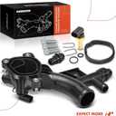 A-Premium Engine Coolant Thermostat Housing Water Outlet w/Sensor Compatible with Buick, Chevy Vehicles - 1.4L Only - Cruze 11-15, Sonic 12-20, Trax 13-20, Encore 13-20 - Replaces 25193922
