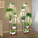 Aetherika Plant Stand Indoor with Grow Light 2 Pack, 6 Tiered Metal Plant Shelf Indoor, 52" Tall Plant Stands for Indoor Plants Multiple, Corner Plant Display Racks for Living Room, Patio (2 Pack)