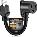 Tellegloww NEMA 5-15P to 10-30R 15Amp Dryer Adapter Cord Female Power Adapter with Handle 15 Amp 3 Prong Female Receptacle ONLY for 120V Device EV Power Cord, 12Inch, STW 10 Gauge, ETL Listed