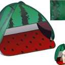 Mini Tent for Pets Small Dog Tent for Beach Portable Pop Up Sun Shade Shelter with Phone Compartment for Puppy and Large Cats Small Animals Sun Canopy for Camping and Outdoor (Watermelon)