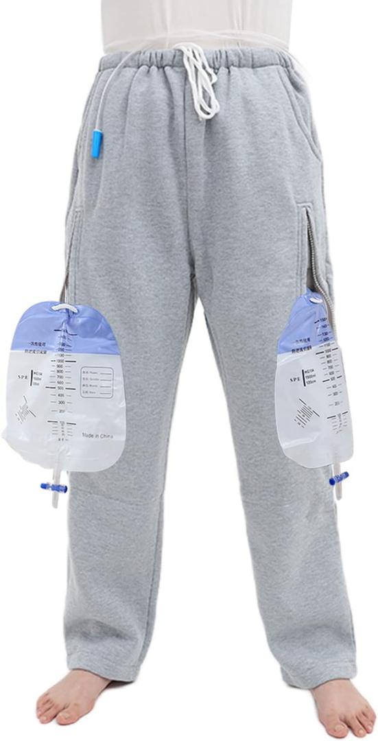 Catheter Leg Bag Pants, Holds (2) 2000ml Leg Bags for Nephrostomy, Foley, Suprapubic & Biliary Catheters (Gray/XL) Catheter Leg Bag Pants, Holds (2) 2000ml Leg Bags for Nephrostomy, Foley, Suprapubic & Biliary Catheters (Gray/XL)