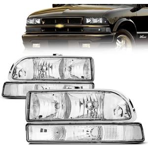 Front Headlight Assembly for 1998-2005 Chevy Blazer & 1998-2004 Chevrolet S10 Pickup - Replacement Headlamp, Front Bumper Lights