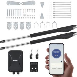 CO-Z Smart Automatic Gate Opener Kit, App Compatible Dual Swing Gate Opener for Doors up to 880lb *2, with Remote Controls & Release Keys, Electric Gate Opening System for Driveway Home