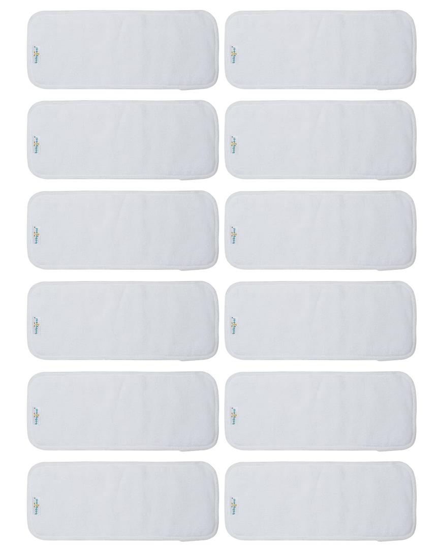 Babygoal Reusable Cloth Diaper Inserts Pack of 12, Absorbent & Breathable Liners, 3-Layer Microfiber Inserts for Cloth Diapers 12T