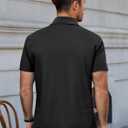 Runcati Mens Polo Shirts Short Sleeve Casual Work Golf T-Shirt Cotton Lightweight Regular Fit Summer Tees (Black)