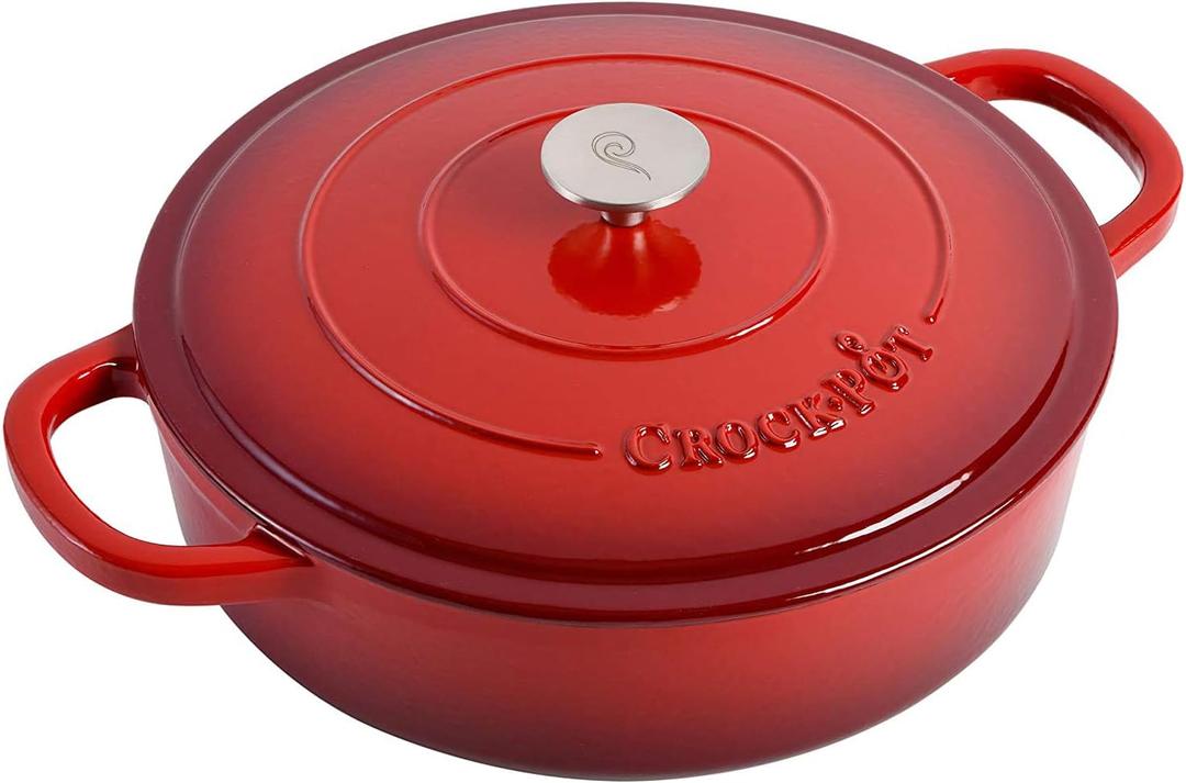 CrockPot Crock Pot Artisan Enameled Cast Iron Braiser W/Lid, 5 Quart, Scarlet Red