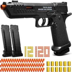 Shell Ejecting Toy Gun, Semi-Automatic Kids Toy Pistol with Ejecting Shells, Soft Bullet Toy Guns for Boys 8-12, Outdoor Shooting Games Educational Model (Black)