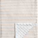 Meracorallo 30" x 40" Baby Blankets, Cozy Soft Muslin Fleece Nursery Blanket, Infant Toddler Bedding Crib Cot Stroller Blanket with Muslin Cotton Front and Minky Dotted Fleece Backing, Neutral Stripe