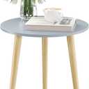Apicizon Round Side Table, Blue Grey End Table for Small Spaces, Nursery Round Side Table Small Bedside Table Living Room, Bedroom, 16.5 x 20.5 Inches