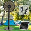 16 inch Solar Oscillating Standing Fan with Solar Panel, Portable Rechargeable Mobile Floor Fans, 14400mah Battery, Two Charging Methods, 4 Speeds, for Bedroom Study or Outdoor(Black)