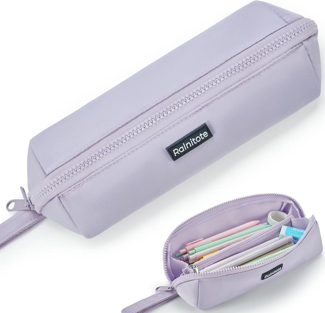 Ralnitote Large Pencil Case with 180 Open Design, Big Capacity Pen Bag for Girls & Boys, Aesthetic & Cute Pencil Pouch for School, Office, Makeup & Tech Accessories-Purple
