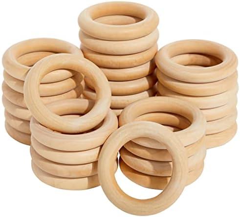 Wooden Rings for Crafts, Macrame, Crochet, Jewelry Making, Natural Unfinished 3 Inch Wood Rings (75mm, 28 Pack)