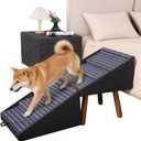 Dog ramp for Small Dogs, 2-in-1 Pet Steps & Ottoman - Foldable Dog ramp for Couch, Non-Slip Wooden Pet ramp for Puppy Senior Injured Dogs, Black, XXL, 21.06"D x 21.06"W x 21.06"H