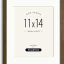 11x14 Picture Frame with Mat for 8x10, Brown Walnut, Solid Wood 11x14 Frame with Tempered Glass for Photos or Art Prints, Display on Horizontal & Vertical Wall Mounting (Single,Walnut)