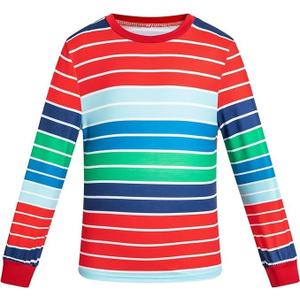 Unisex Rainbow Striped Long Sleeve Shirt Cute Print Soft Material Crewneck Shirt for Good Guy Costume - XL Size