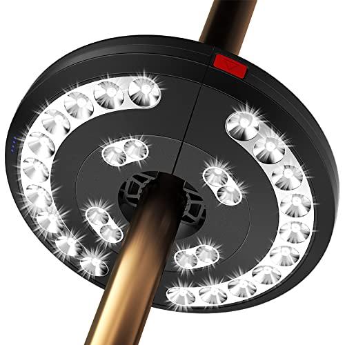 Eletorot Patio Umbrella Lights-Rechargeable Outdoor Lights for Patio Decor, Patio Table Lights Pole Light 28 LED 3 Lighting Modes, Patio Lighting Pool Accessories, Patio Backyard Decor