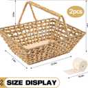 Wicker Picnic Basket with Handle, 15.7" Large Empty Picnic Basket with Wooden Base & Lace, Vintage Hand Woven Basket for Picnics, Camping, Veg Picking, Mother's Day, Thanksgiving (2 Pack)