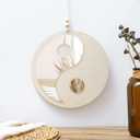 Artilady Yin Yang Decorative Mirror - Boho Wood Mirror Macrame Taiji Small Round Mirror Wall Decor for Apartment Nursery Bedroom Living Room Farmhouse Funky Home Decor