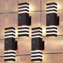 4-Pack Dusk-to-Dawn Exterior Wall Light Fixtures  3-Layer, 14W, 1200 LM Warm White 3000K  IP65 Waterproof Aluminum Modern Outdoor Lights for House, Porch, Hallway, Patio, Garage (Multicolor)