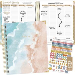 bloom daily planners 2026 Hardcover Calendar Year Goal & Vision Planner (January to December) - Monthly & Weekly Agenda Organizer - 7.5" x 9" - Ocean Oasis
