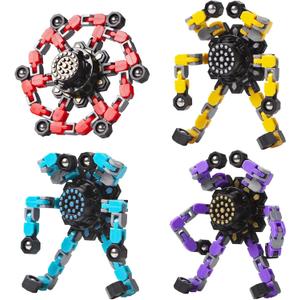 Gokeey Transformable Fidget Spinners Toys 4 Pcs for Kids and Adults Stress Relief Sensory Toys for Boys and Girls Age 8-13 Fingertip Gyros Party Favors Birthday Gifts for Teens Road Trip Travel Toy