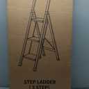 3 Step Ladder,Folding Step Stool with Aluminum Wide Pedal& Convenient Handgrip,330lbs Capacity Steel Ladder for Household and Office(Black &Woodgrain)