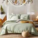 Geniospin Twin Comforter Set, Bed in a Bag Sage Green 5-Pieces, Botanical Pattern, All Season Comfortable Seersucker Bedding with Comforter, Sheets, Pillowcase & Shams (Twin, 66"x86")