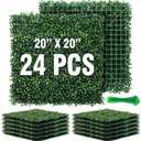 KASZOO 24 Pack 20"x20" Grass Wall Panels - Artificial Boxwood Panels for Greenery Wall Backdrop, Faux Greenery for Indoor Outdoor Decor, Garden Fence, Wedding, Privacy Screen, 66 Sq. Ft. Coverage