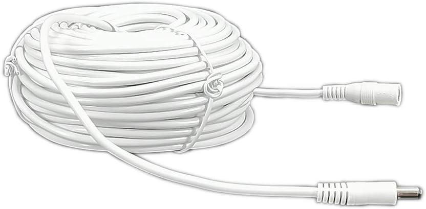DC Power Adapter Extension Cable 100 feet 12V Power Adapter Extension Cable 2.1mm x 5.5mm Compatible with DC Adapter Cord Fit for CCTV Security Camera Wireless IP Camera Standalone DVR White