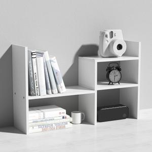 MASAKA B&W  Kawaii Storage Desktop Organizer for Your Desk Space, Double H Plants Display Shelf, Home Office Storage Rack Adjustable Stackable for Office, Dormitory (White*02)