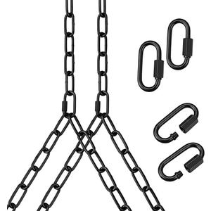 Otoolling Heavy Duty Porch Swing Hanging Chain Kit (2 Pack) 1500 Lbs Capacity, Up to 7.1ft Length- Rustproof Zinc-Plated, 4 Quick Links & 2 Y-Chain Assemblies, Indoor/Outdoor Hanging Hardware(Black)