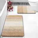 Arotive Bathroom Rugs Sets 2 Piece, Soft Absorbent Microfiber Bath Mats and U-Shaped Contour Toilet Rug, Non-Slip Machine Washable Dry Bath Mats for Bathroom, 30x20 and 24x20, Camel