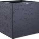 20 Inch Square Concrete Planter20Lx20Wx20H48 Pounds,Durable All-Weather Use with Drainage Holes,Large Square Planter for Outdoor Indoor Plants (Charcoal Gray)